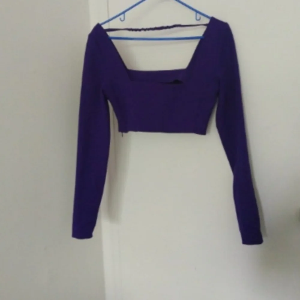 Zara Purple Square Neckline Crop Top Sz XS